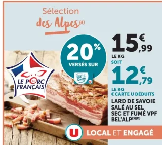 Lard de Savoie salé au sel sec et fumé VPF Bel'Alp