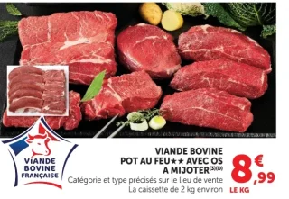 Viande bovine pot au feu avec os à mijoter