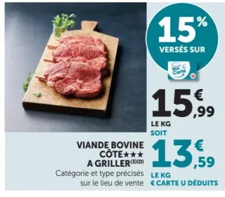 Viande bovine côte à griller