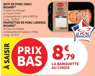 Rôti de porc farci ou Paupiettes de porc lardées Bigard