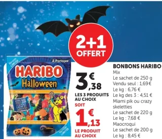 Bonbons Haribo Halloween Mix, Miami Pik, Crazy Skeletties ou Maocroqui