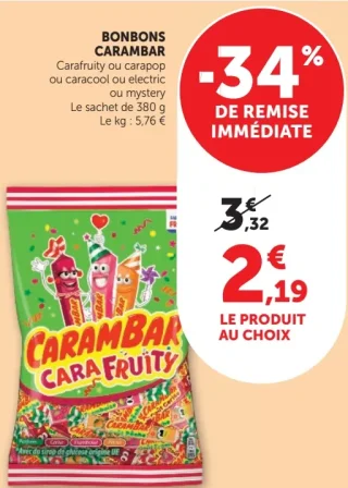 Bonbons Carambar CaraFruity, Carapop, Caracool, Electric ou Mystery