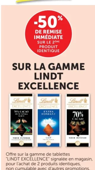 Tablettes de chocolat Lindt Excellence