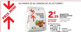 Grignottes de poulet rôties Prix Mini Nature ou Mexicaine