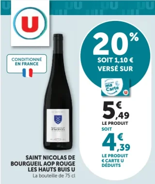 Vin rouge Saint Nicolas de Bourgueil AOP Les Hauts Buis U