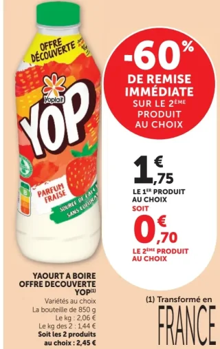 Yaourt à boire Offre Découverte Yop Yoplait