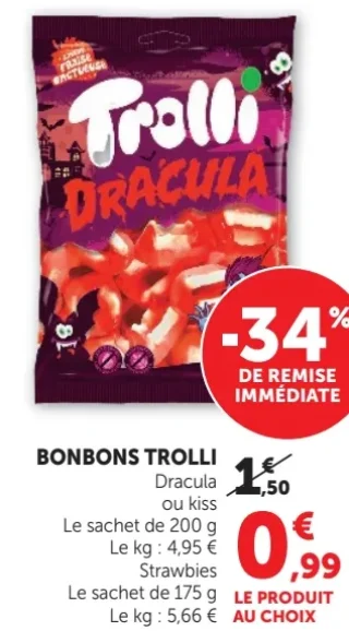 Bonbons Trolli Dracula, Kiss ou Strawbies