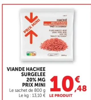 Viande hachée surgelée 20% MG Prix Mini