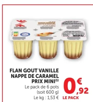 Flan goût vanille nappé de caramel Prix Mini