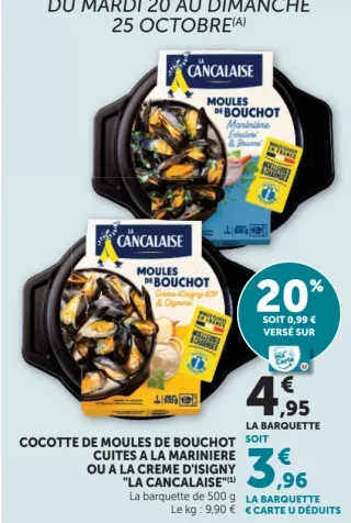 Cocotte de moules de bouchot cuites à la marinière ou à la crème d'Isigny La Cancalaise