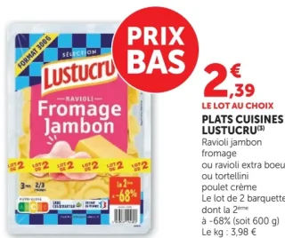 PLATS CUISINES LUSTUCRU Ravioli jambon fromage