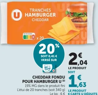 CHEDDAR FONDU POUR HAMBURGER U