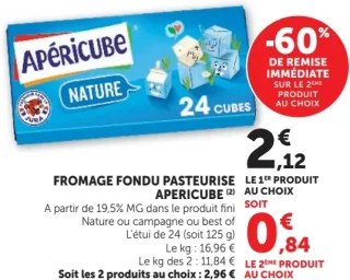 FROMAGE FONDU PASTEURISE APERICUBE