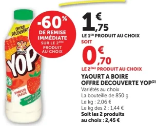 Yaourt à boire offre découverte Yop