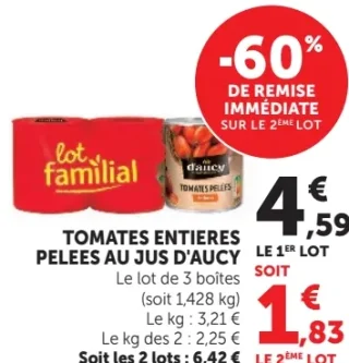 Tomates entières pelées au jus d'aucy