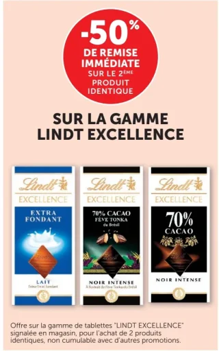 Chocolat Lindt Excellence (variétés au choix)