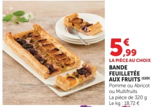 Bande feuilletée aux fruits Pomme, Abricot ou Multifruits