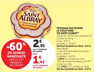 Fromage pasteurisé Le Vieux Pané ou Saint Albray