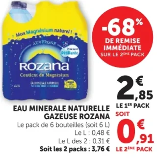 Eau minérale naturelle gazeuse Rozana