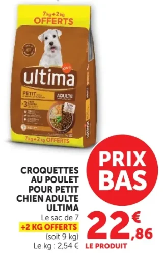 Croquettes au poulet pour petit chien adulte Ultima