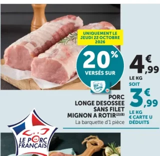 Porc longe désossée sans filet mignon à rôtir