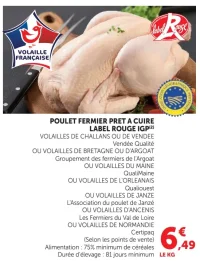 Poulet fermier prêt à cuire Label Rouge IGP Volaille Française