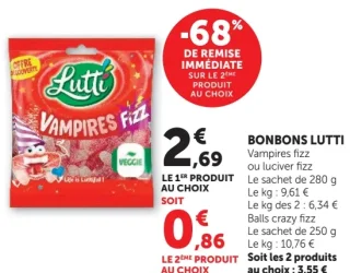 Bonbons Lutti Vampires fizz, luciver fizz ou Balls crazy fizz