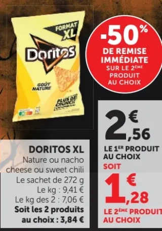 DORITOS XL Nature ou nacho cheese ou sweet chili