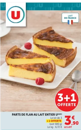 Parts de flan au lait entier U