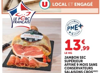 JAMBON SEC SUPÉRIEUR AFFINÉ 9 MOIS SANS CONSERVATEURS SALAISONS CROS