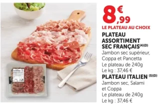 PLATEAU ASSORTIMENT SEC FRANÇAIS OU PLATEAU ITALIEN