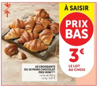10 Croissants ou 10 pains au chocolat Prix Mini