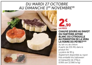 Chauve souris au pavot ou fantôme affiné blanc ou citrouille au pimenton de la vera La Ferme du Peyret