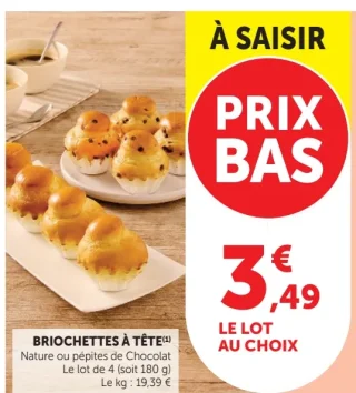 Briochettes à tête Nature ou pépites de Chocolat