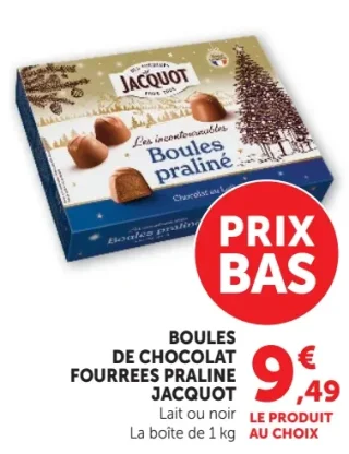 Boules de chocolat fourrées praline Jacquot