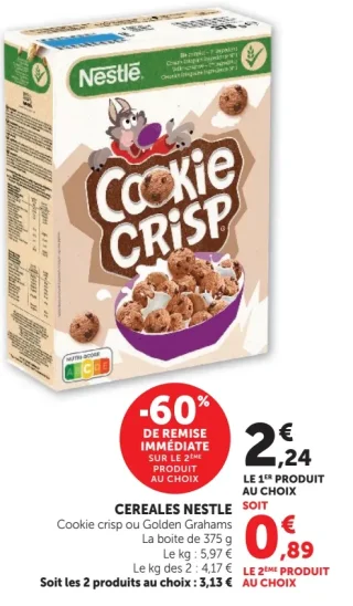 Céréales Cookie Crisp ou Golden Grahams Nestlé