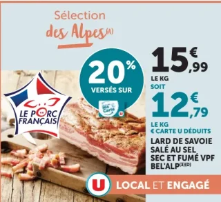 Lard de Savoie salé au sel sec et fumé VPF Bel'Alp