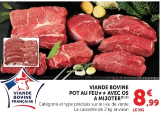 Viande bovine pot au feu avec os à mijoter