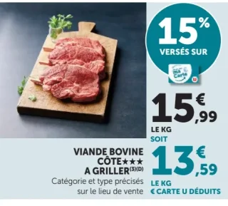 Viande bovine côte à griller