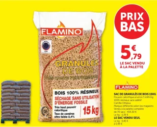 Sac de granulés de bois Flamino 15kg