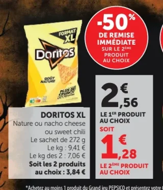Chips Doritos XL Nature ou nacho cheese ou sweet chili