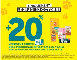Offre Carte U sur les produits animalerie (pages 16 à 18)