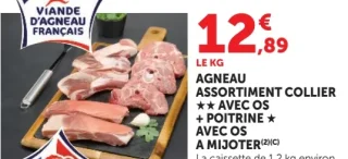 AGNEAU ASSORTIMENT COLLIER ★★ AVEC OS + POITRINE ★ AVEC OS A MIJOTER