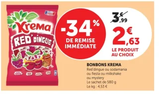 Bonbons Krema Red'dingue, Sodamania, Fiesta, Milkshake ou Mystery