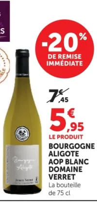 Vin Bourgogne Aligoté AOP Blanc Domaine Verret