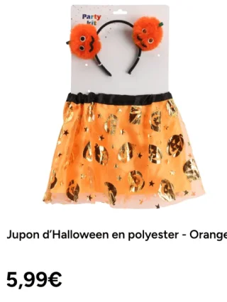 Jupon d'Halloween en polyester - Orange
