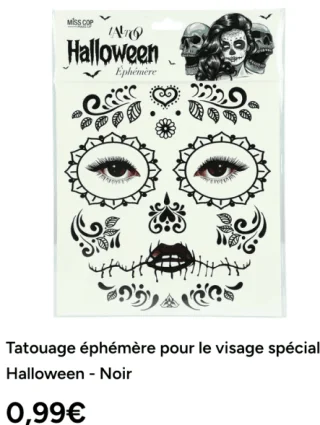 Tatouage éphémère pour le visage spécial Halloween - Noir