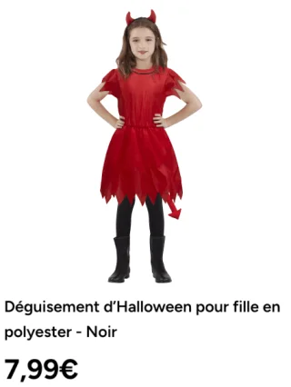 Déguisement d'Halloween pour fille en polyester - Noir