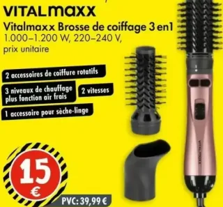Vitalmaxx Brosse de coiffage 3 en 1