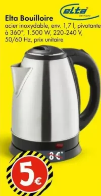 Elta Bouilloire en acier inoxydable 1,7 l